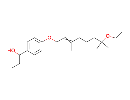 Molecular Structure of 79550-64-4 (Benzenemethanol, 4-[(7-ethoxy-3,7-dimethyl-2-octenyl)oxy]-a-ethyl-)