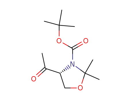 Molecular Structure of 167102-63-8 (3-Oxazolidinecarboxylic acid, 4-acetyl-2,2-dimethyl-, 1,1-dimethylethyl
ester, (4R)-)