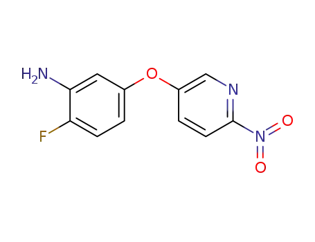 Molecular Structure of 1020173-38-9 (2-fluoro-5-(6-nitropyridin-3-yloxy)benzenamine)
