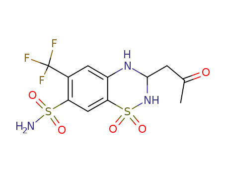 Molecular Structure of 800-95-3 (1,1-dioxo-3-(2-oxo-propyl)-6-trifluoromethyl-1,2,3,4-tetrahydro-1λ<sup>6</sup>-benzo[1,2,4]thiadiazine-7-sulfonic acid amide)