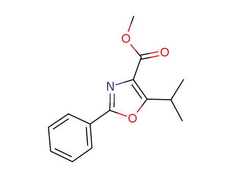 Molecular Structure of 1225057-22-6 (methyl 5-isopropyl-2-phenyloxazole-4-carboxylate)