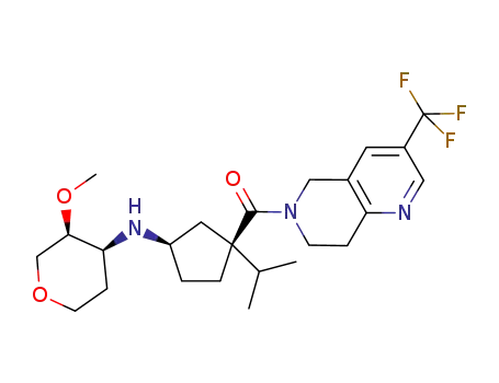 [(3~{S},4~{S})-3-methoxyoxan-4-yl]-[(1~{R},3~{S})-3-propan-2-yl-3-[[3-(trifluoromethyl)-7,8-dihydro-5~{H}-1,6-naphthyridin-6-yl]carbonyl]cyclopentyl]azanium