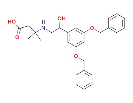 Molecular Structure of 96564-52-2 (Butanoic acid,
3-[[2-[3,5-bis(phenylmethoxy)phenyl]-2-hydroxyethyl]amino]-3-methyl-)