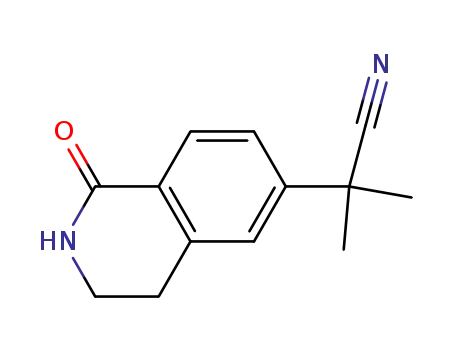 Molecular Structure of 1198764-95-2 (2-methyl-2-(1-oxo-1,2,3,4-tetrahydroisoquinolin-6-yl)-propionitrile)