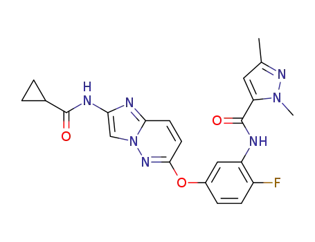 N-(5-{[2-(cyclopropanecarboxamido)imidazo[1,2-b]pyridazin-6-yl]oxy}-2-fluorophenyl)-1,3-dimethyl-1H-pyrazole-5-carboxamide