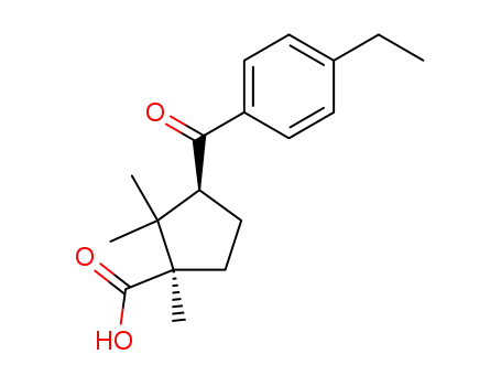 Molecular Structure of 104225-40-3 ((1R,3S)-3-(4-Ethyl-benzoyl)-1,2,2-trimethyl-cyclopentanecarboxylic acid)