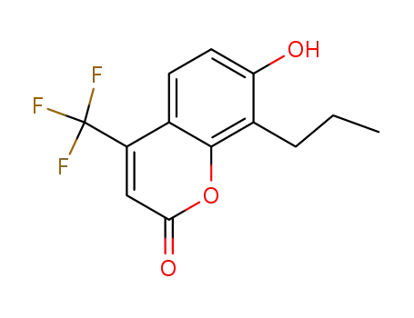 Molecular Structure of 194855-25-9 (2H-1-Benzopyran-2-one, 7-hydroxy-8-propyl-4-(trifluoromethyl)-)