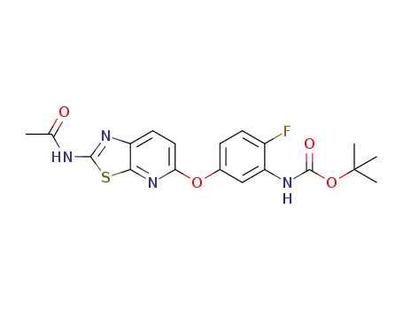 Molecular Structure of 1125632-07-6 (tert-butyl (5-{[2-(acetylamino)[1,3]thiazolo[5,4-b]pyridin-5-yl]oxy}-2-fluorophenyl)carbamate)