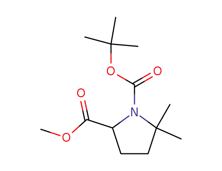 Molecular Structure of 146954-61-2 (1,2-Pyrrolidinedicarboxylic acid, 5,5-dimethyl-, 1-(1,1-dimethylethyl)
2-methyl ester)