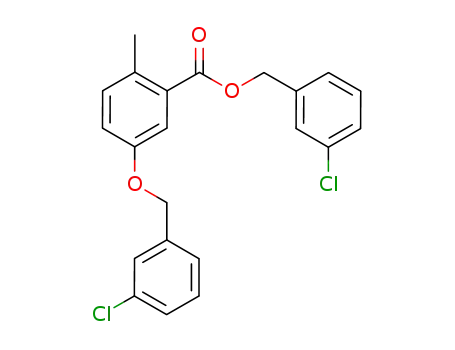 Molecular Structure of 1034026-57-7 ((3-chlorophenyl)methyl 5-{[(3-chlorophenyl)methyl]oxy}-2-methylbenzoate)