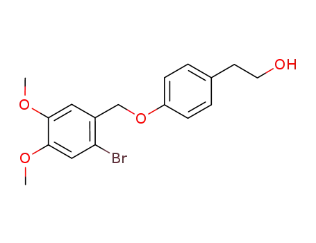 Molecular Structure of 1008355-80-3 (2-[4-(2-bromo-4,5-dimethoxybenzyloxy)phenyl]ethan-1-ol)