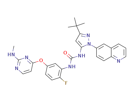 1-(3-tert-butyl-1-(quinolin-6-yl)-1H-pyrazol-5-yl)-3-(2-fluoro-5-(2-(methylamino)pyrimidin-4-yloxy)phenyl)urea
