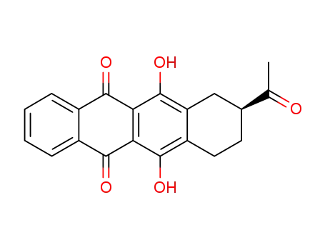 Molecular Structure of 77422-62-9 (8-acetyl-6,11-dihydroxy-7,8,9,10-tetrahydrotetracene-5,12-dione)
