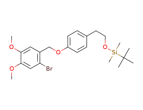 Molecular Structure of 1008355-79-0 (2-[4-(2-bromo-4,5-dimethoxybenzyloxy)phenyl]-1-t-butyldimethylsilyloxyethane)