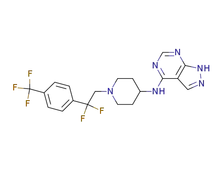 Molecular Structure of 913574-42-2 (N-(1-(2,2-difluoro-2-(4-(trifluoromethyl)phenyl)ethyl)piperidin-4-yl)-1H-pyrazolo[3,4-d]pyrimidin-4-amine)