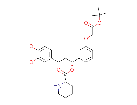 Molecular Structure of 195202-03-0 ((S)-((R)-1-(3-(2-tert-butoxy-2-oxoethoxy)phenyl)-3-(3,4-dimethoxyphenyl)-propyl) piperidine-2-carboxylate)