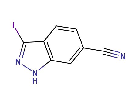 Molecular Structure of 906000-39-3 (3-iodo-1H-indazole-6-carbonitrile)