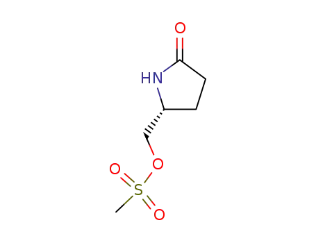 Molecular Structure of 128811-47-2 (<(2R)-5-oxopyrrolidin-2-yl>methyl methanesulfonate)