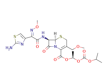 Molecular Structure of 112345-70-7 ((R)-1-(isopropoxycarbonyloxy)ethyl-(+)-(6R,7R)-7-[2-(2-amino-4-thiazolyl)-2-((Z)-methoxyimino)acetamido]-3-methoxymethyl-8-oxo-5-thia-1-azabicyclo[4,2,0]oct-2-en-2-carboxylate)