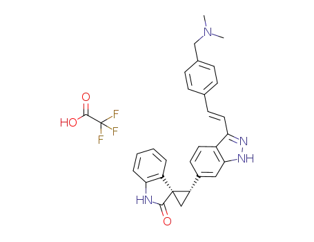 (1R,2S)-(E)-2-(3-(4-((dimethylamino)methyl)styryl)-1H-indazol-6-yl)spiro[cyclopropane-1,3'-indolin]-2'-one 2,2,2-trifluoroacetate