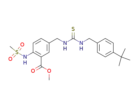 Molecular Structure of 401907-31-1 (Benzoic acid,
5-[[[[[[4-(1,1-dimethylethyl)phenyl]methyl]amino]thioxomethyl]amino]meth
yl]-2-[(methylsulfonyl)amino]-, methyl ester)