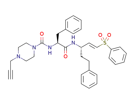 N-((S)-1-oxo-3-phenyl-1-(((S,E)-5-phenyl-1-(phenylsulfonyl)pent-1-en-3-yl)amino)propan-2-yl)-4-(prop-2-yn-1-yl)piperazine-1-carboxamide
