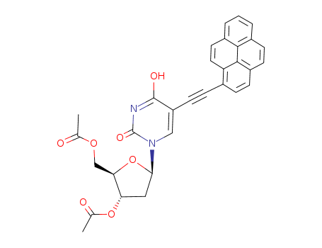 Molecular Structure of 194341-95-2 (Uridine, 2'-deoxy-5-(1-pyrenylethynyl)-, 3',5'-diacetate)