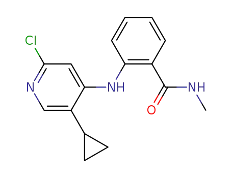 Molecular Structure of 1184931-59-6 (2-[(2-chloro-5-cyclopropyl-4-pyridinyl)amino]-N-methylbenzamide)