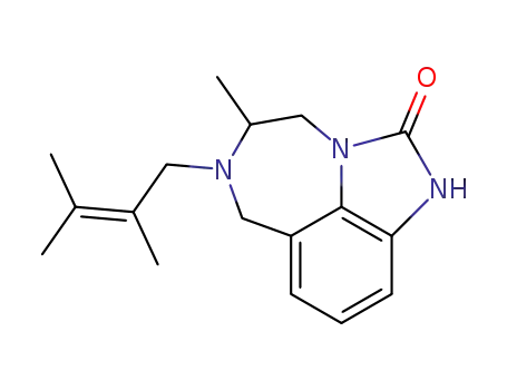Molecular Structure of 131515-07-6 (6-(2,3-dimethylbut-2-en-1-yl)-5-methyl-4,5,6,7-tetrahydroimidazo[4,5,1-jk][1,4]benzodiazepin-2(1H)-one)