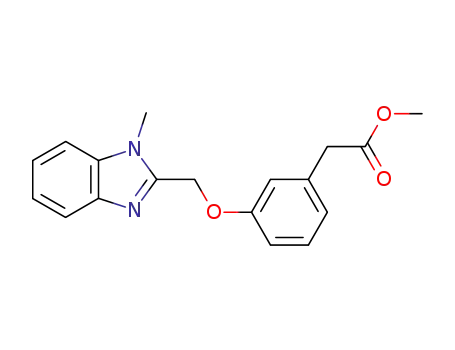 Molecular Structure of 123723-89-7 ([3-(1-Methyl-1H-benzoimidazol-2-ylmethoxy)-phenyl]-acetic acid methyl ester)