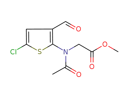 Molecular Structure of 679794-83-3 (Glycine, N-acetyl-N-(5-chloro-3-formyl-2-thienyl)-, methyl ester)