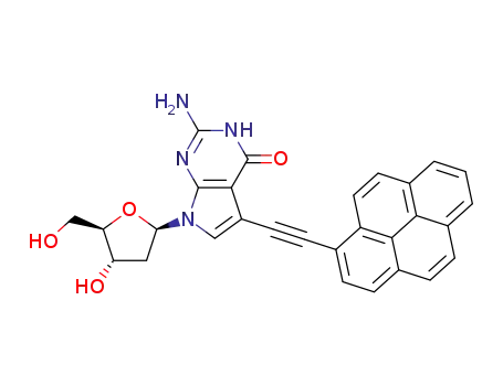 2-amino-7-(2-deoxy-β-D-erythro-pentofuranosyl)-5-[2-(1-ethynylpyrenyl)]-3,7-dihydro-4H-pyrrolo[2,3-d]pyrimidin-4-one