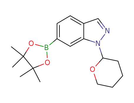 Molecular Structure of 1158680-98-8 (1-(tetrahydro-2H-pyran)-1H-indazol-6-boronic acid pinacol ester)