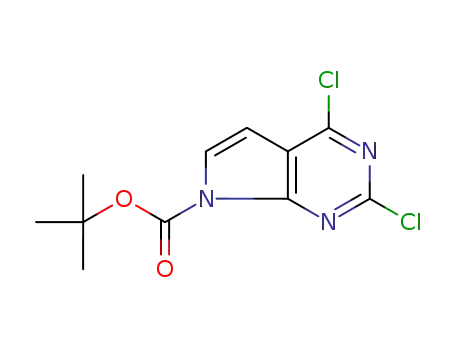 Molecular Structure of 1038588-24-7 (2,4-dichloro-7H-Pyrrolo[2,3-d]pyriMidine-7-carboxylic acid 1,1-diMethylethyl ester)