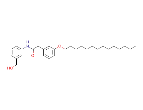 Molecular Structure of 138830-34-9 (Benzeneacetamide, N-[3-(hydroxymethyl)phenyl]-3-(tetradecyloxy)-)