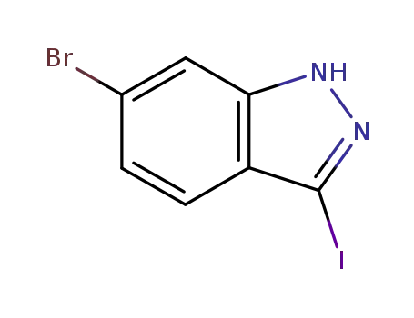 Molecular Structure of 885521-88-0 (6-BROMO-3-IODO (1H)INDAZOLE)