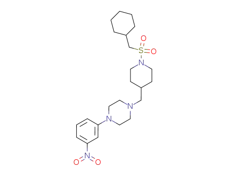 Molecular Structure of 740873-62-5 (1-(1-cyclohexylmethanesulfonyl-piperidin-4-ylmethyl)-4-(3-nitrophenyl)piperazine)