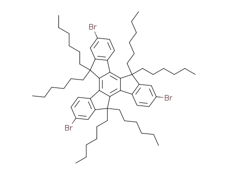 Molecular Structure of 600172-86-9 (2,7,12-tribromo-5,5',10,10',15,15'-hexahexyltruxene)