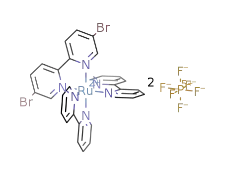 Molecular Structure of 99666-65-6 (bis(2,2′-bipyridine)(5,5′-dibromo-2,2′-bipyridine)ruthenium(II) hexafluorophosphate)