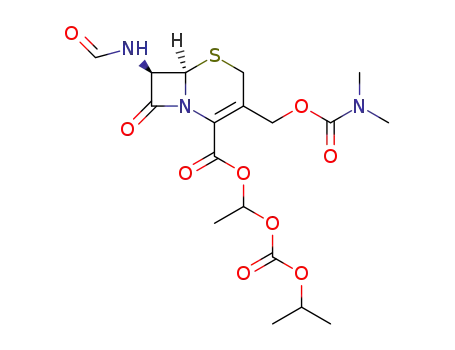 Molecular Structure of 142967-11-1 (1-(isopropoxycarbonyloxy)ethyl (6R,7R)-3-(N,N-dimethylcarbamoyloxy)methyl-7-formamido-Δ<sup>3</sup>-cephem-4-carboxylate)