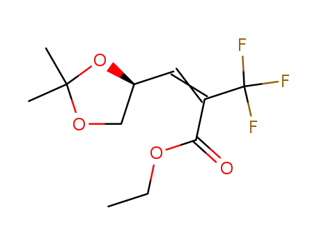 Molecular Structure of 402757-16-8 (2-Propenoic acid,
3-[(4S)-2,2-dimethyl-1,3-dioxolan-4-yl]-2-(trifluoromethyl)-, ethyl ester)