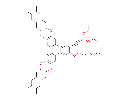 Molecular Structure of 1280536-76-6 (2-(3,3-diethoxyprop-1-yn-1-yl)-3,6,7,10,11-pentakis(hexyloxy)triphenylene)