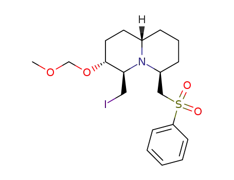 (3R,4S,6S,9aS)-(+)-4-(iodomethyl)-3-(methoxymethoxy)-6-(phenylsulfonylmethyl)-octahydro-2H-quinolizine