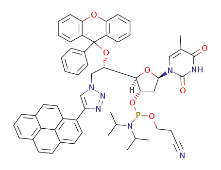 3'-O-(2-cyanoethoxy-N,N-diisopropylaminophosphinyl)-5'-O-pixyl-5'(S)-C-[(4-(pyren-1-yl)-1,2,3-triazol-1-yl)methyl]thymidine
