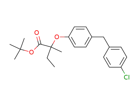 Molecular Structure of 94740-32-6 (Butanoic acid, 2-(4-((4-chlorophenyl)methyl)phenoxy)-2-methyl-, 1,1-dimethylethyl ester, (+-)-)