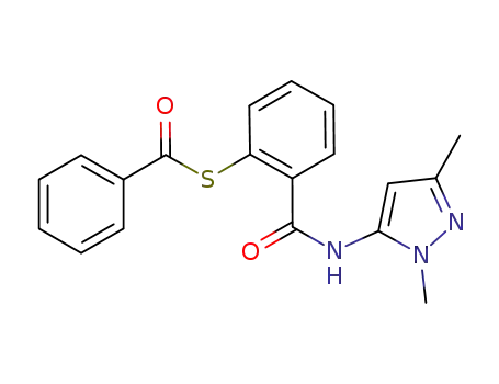 Molecular Structure of 919103-49-4 (Benzenecarbothioic acid,
S-[2-[[(1,3-dimethyl-1H-pyrazol-5-yl)amino]carbonyl]phenyl] ester)