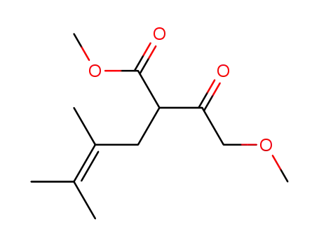 Molecular Structure of 104784-20-5 (2-(2-Methoxy-acetyl)-4,5-dimethyl-hex-4-enoic acid methyl ester)