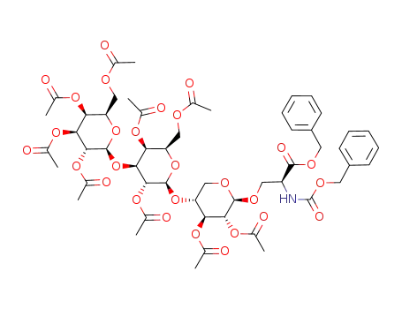 N-benzyloxycarbonyl-O-(2,3,4,6-tetra-O-acetyl-β-D-galactopyranosyl)-(1->3)-O-(2,4,6-tri-O-acetyl-β-D-galactopyranosyl)-(1->4)-O-(2,3-di-O-acetyl-β-D-xylopyranosyl)-(1->3)-L-serine benzyl ester