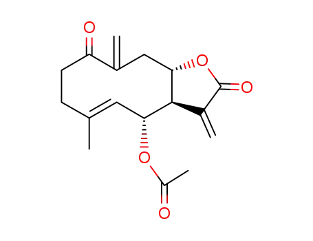 Molecular Structure of 34226-88-5 ((3aR,4R,5E,11aS)-4-Acetoxy-3a,7,8,10,11,11a-hexahydro-6-methyl-3,10-bis(methylene)cyclodeca[b]furan-2,9(3H,4H)-dione)