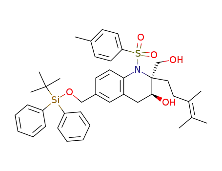 (2R,3S)-6-(tert-Butyl-diphenyl-silanyloxymethyl)-2-(3,4-dimethyl-pent-3-enyl)-2-hydroxymethyl-1-(toluene-4-sulfonyl)-1,2,3,4-tetrahydro-quinolin-3-ol